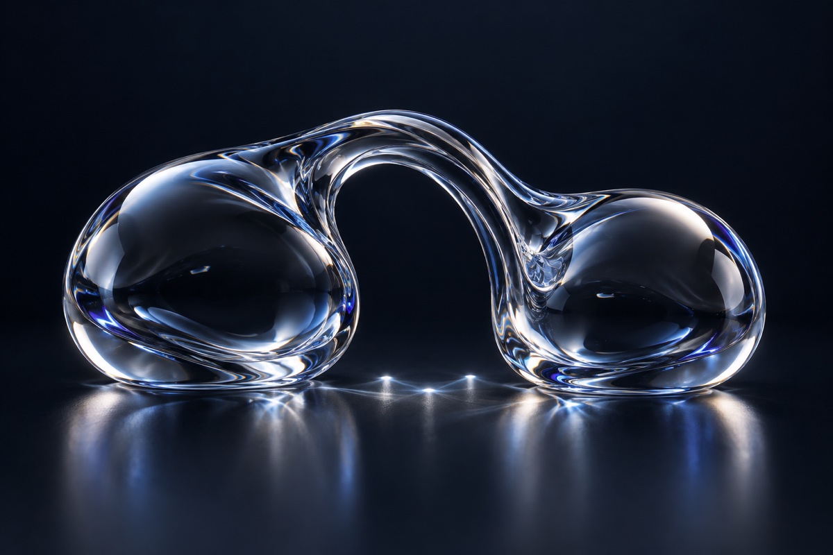 Two cobalt glass domes connected by a translucent arch